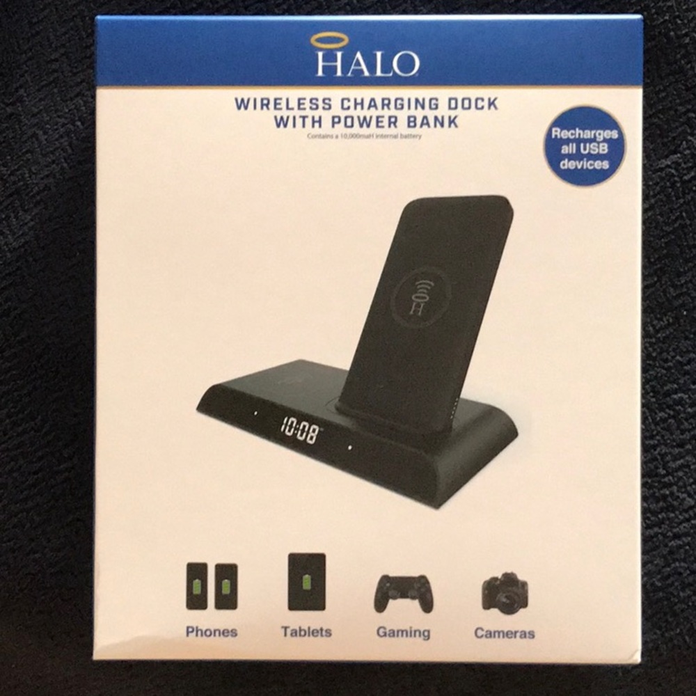 New in Box Halo Wireless Charging dock with power bank